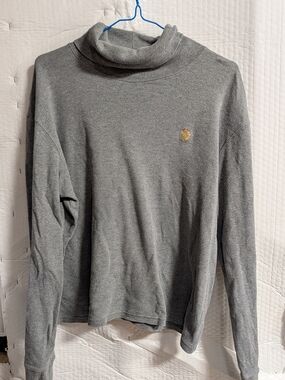 Lauren Ralph Lauren Gray Turtleneck Long Sleeve Top with Gold Crest